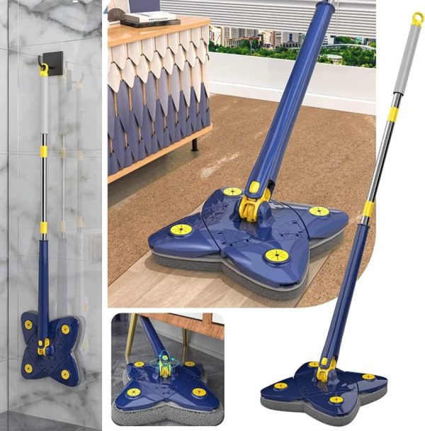 Adjustable 4 Leafs Mop Auto Squeezes 360° Rotatable Multifunctional Rotating Mop For Floor Wall Window